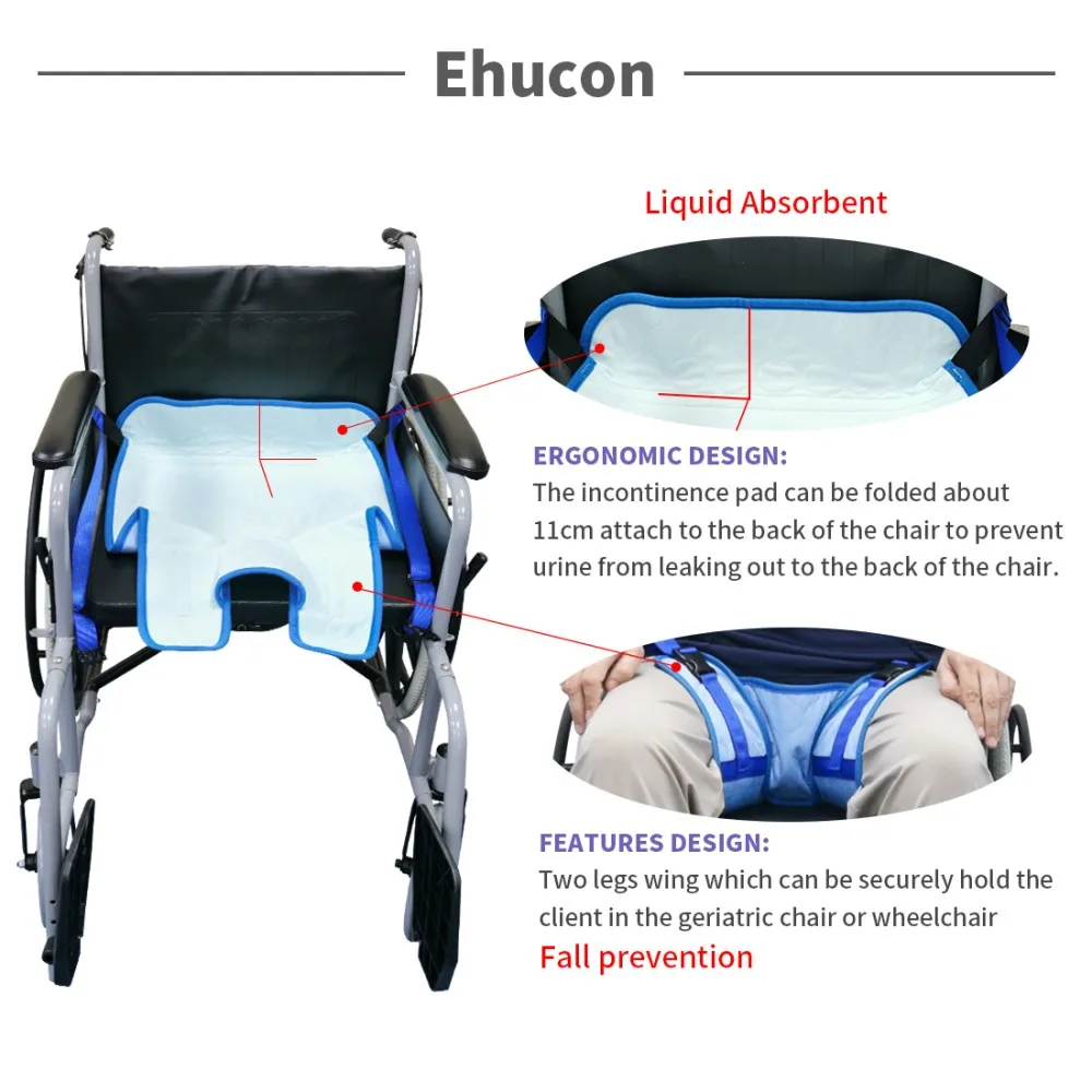 Ehucon Wheelchair Seat Belt High Absorbency Incontinence Pad Pelvic Holder Adjustable for Elderly Fall Prevention