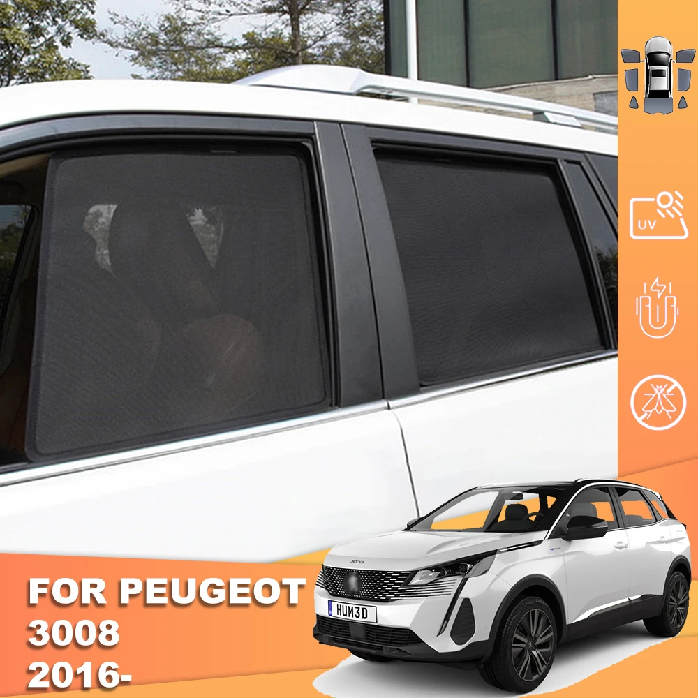 

For Peugeot 3008 P84 2016-2024 Magnetic Car Sunshade Front Windshield Curtain Cover Rear Side Baby Window Mesh Sun Shade Visor