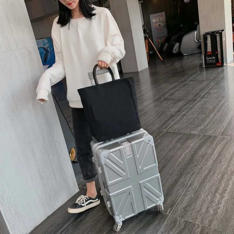 Simple Canvas Briefcase Lady Temperament White-collar Work Package Leisure Student Schoolbag Handbag Leisure Commuting Tote Bag