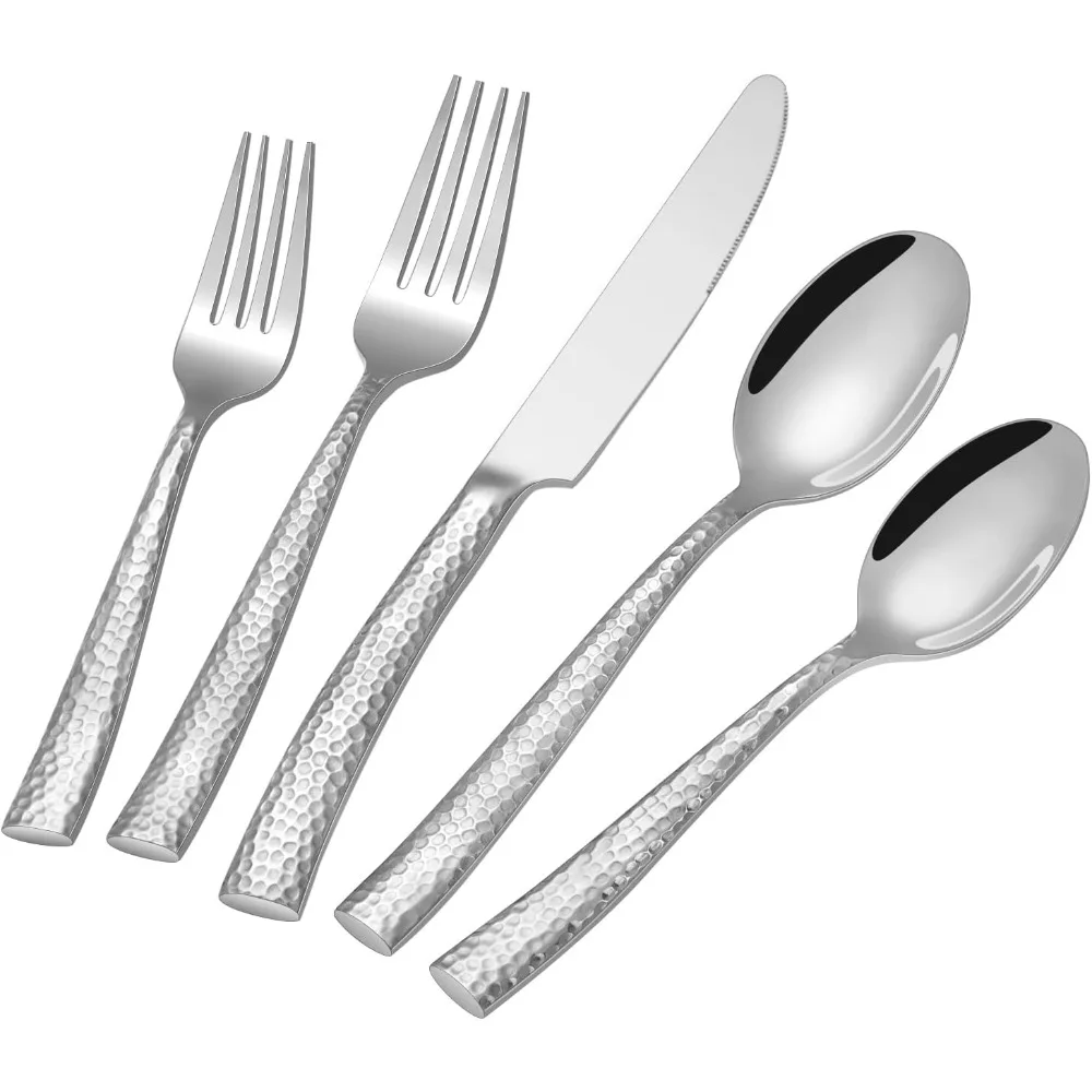 

Набор столовых приборов из кованой нержавеющей стали из 40 предметов на 8, зеркальная отделка с устойчивостью к ржавчине