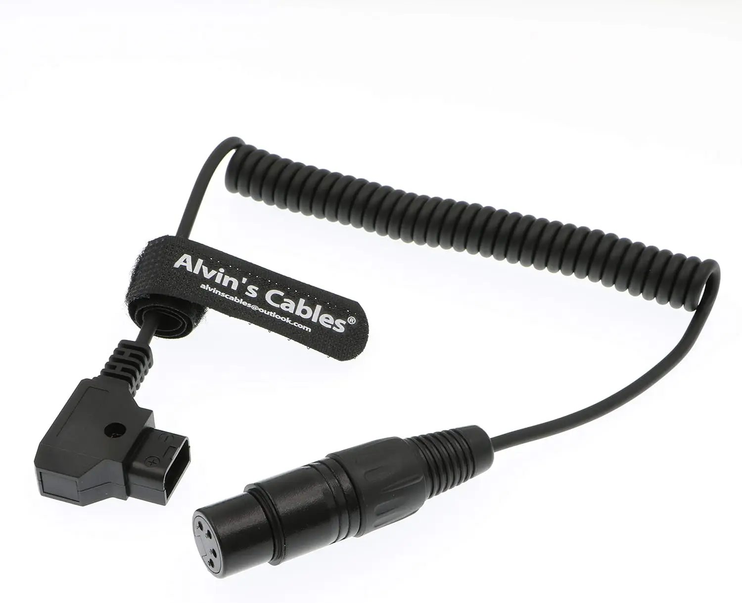 Alvin's Cables XLR 4 Pin Female to D Tap Coiled Power Cable for Practilite 602 DSLR Camcorder for Sony F55 SXS Camera
