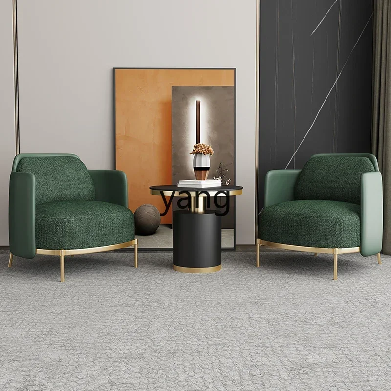 LMM Light Luxury Dark Green Single-Seat Sofa Chair  Hotel Reception Leisure a Table with Two Chairs Combination
