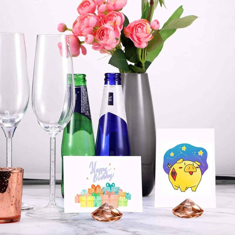 Top-Place Card Holders Harp-Clip Table Number Holder Diamond Acrylic Crystal Table Card Stands For Wedding Table Decorations