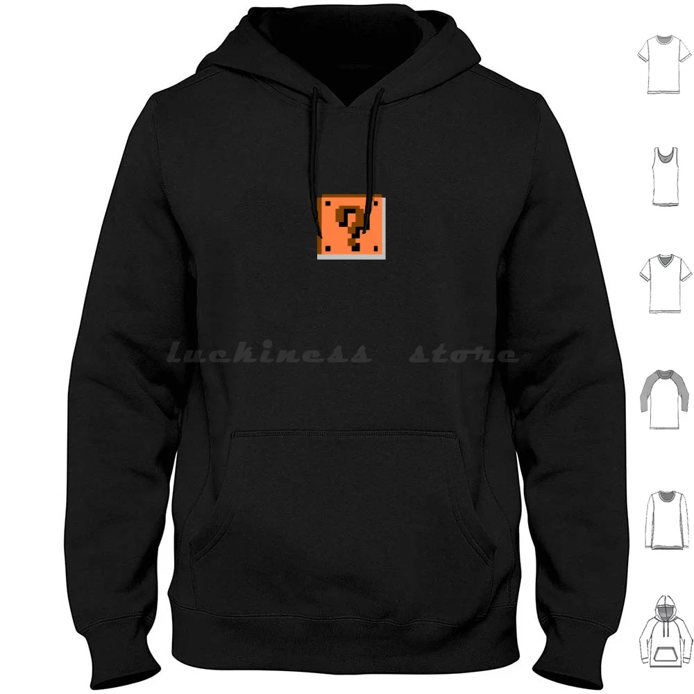 Question Mark Box Hoodies Long Sleeve Question Mark Box 8Bit Retro Video Games