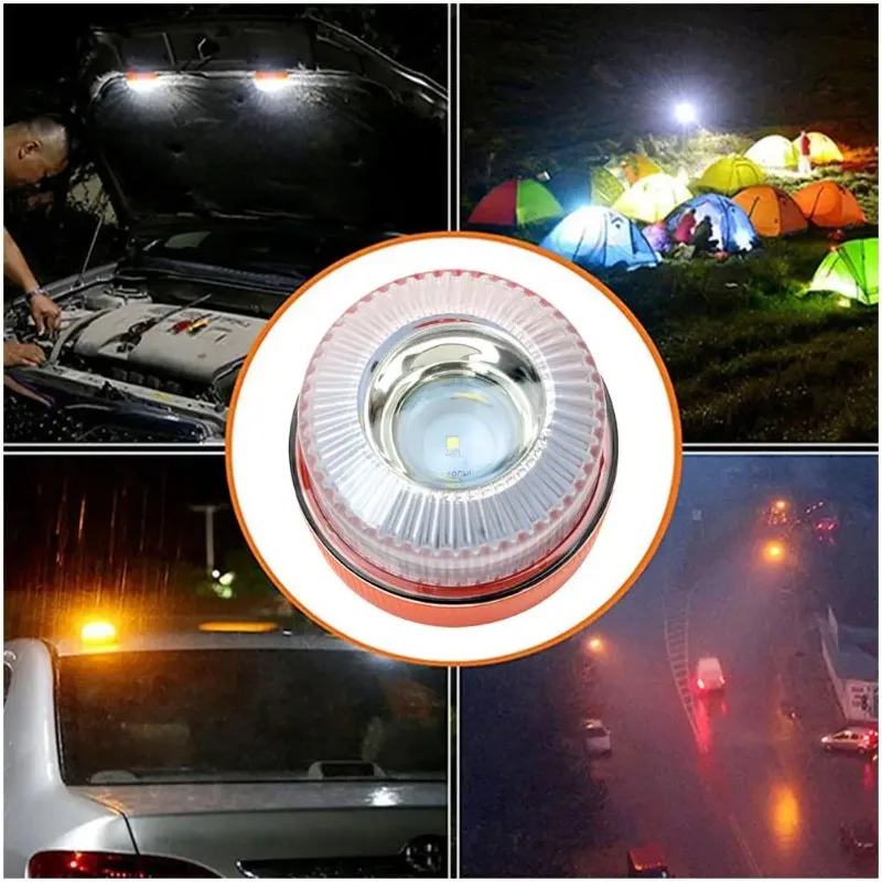 Newest Portable Emergency Light Car Emergency Beacon Light Orange/Blue/Red Magnetic Induction Strobe Light Waterproof Flashlight