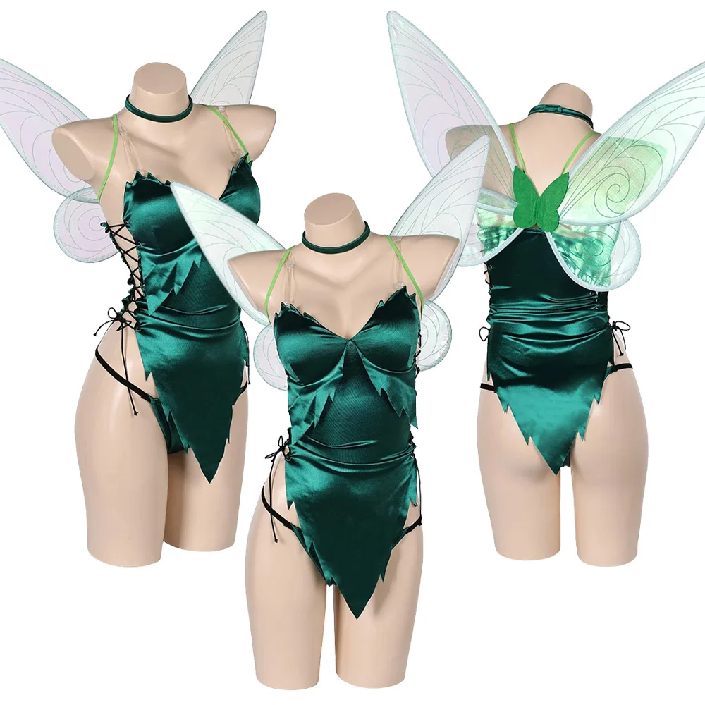 Tinker Cosplay Bell Peter Cosplay Costume Pan Roleplay Shirt Shorts Wings Halloween Carnival Party Fantasia Women Adult Suit