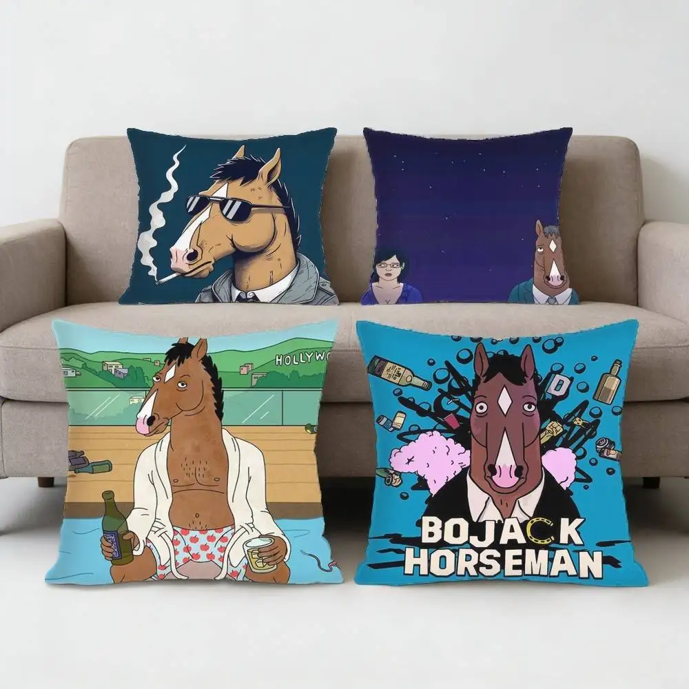 BoJack Horseman Pillow Case Anti-dustmite Pillowcase Invisible zipper silky Sofa cushion cover for bedroom