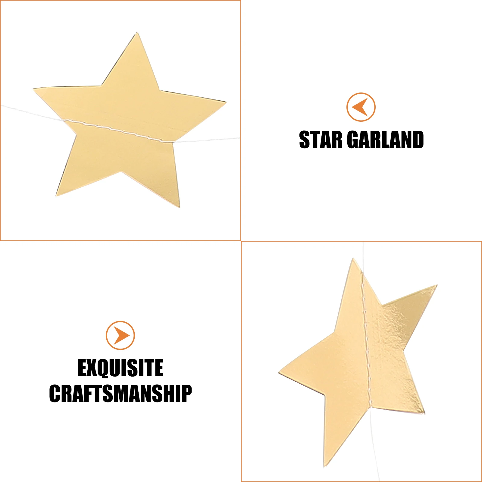 

10Pcs Glitter Star Garland Banner Birthday Party Hanging Decor Paper Bunting Bridal Shower Festival Star Garland Banner