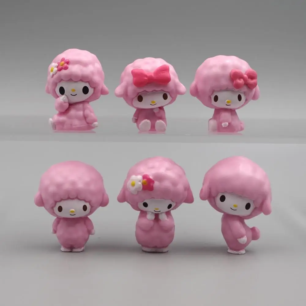 My Melody Sweet Sheep Sanrio Cute Doll Pink Set of 6 Diy Accessories Phone Case Cake Diy Handmade Pvc Material 3Cm Anime Figure