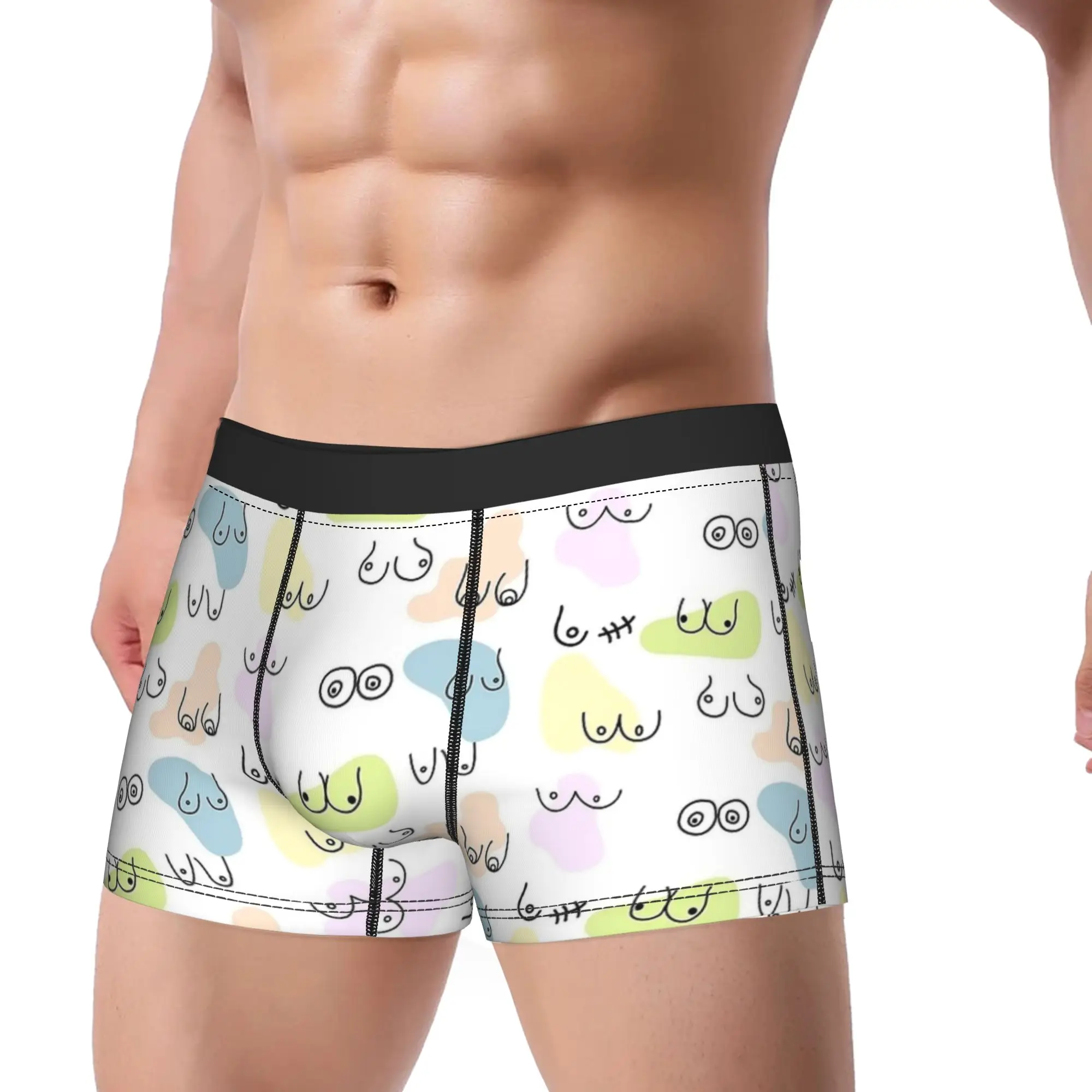 Boob Pattern Pastel Colors Underwear  Males Underpants Customs Sexy Soft Boxer Shorts High Quality Shorts Briefs Plus Size