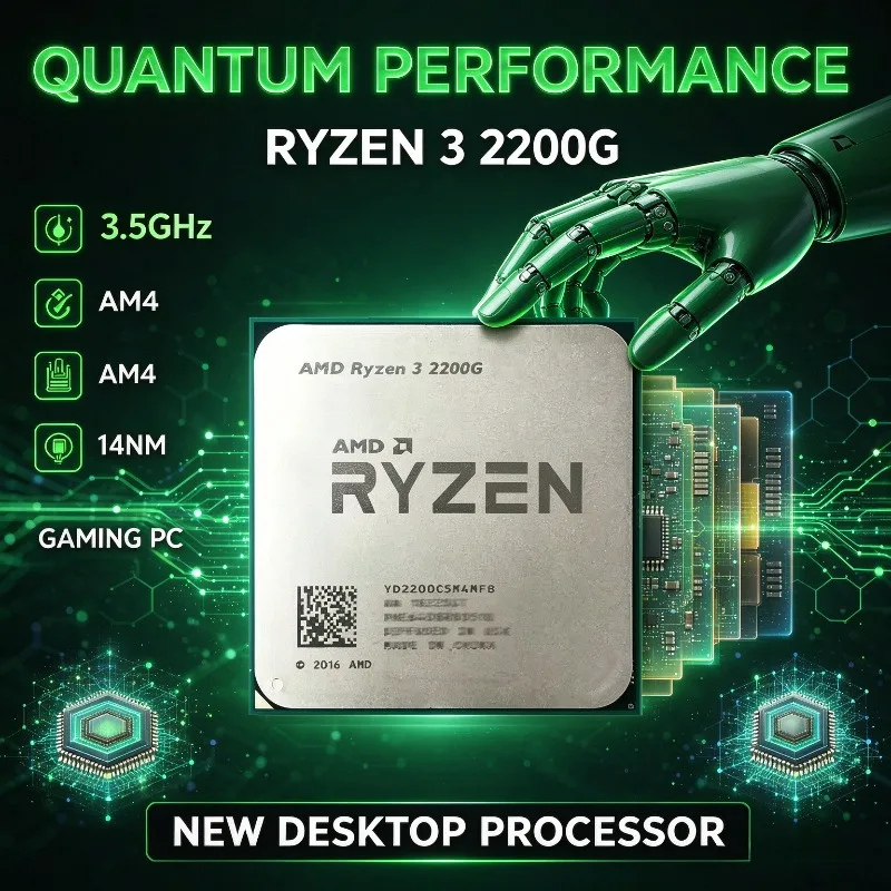 AMD Ryzen 3 2200G CPU R3 2200G 3.5GHz Quad Core 4 Thread 14nm Zen Socket AM4 YD2200C5M4MFB Ready Stock Gaming Desktop PC HD