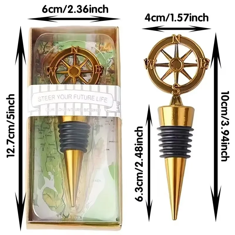 4pcs Compass Rudder Bottle Stopper Christmas Gifts Kitchen Accessories Metal Retro Wine Stopper Wine Bottle Stoppers