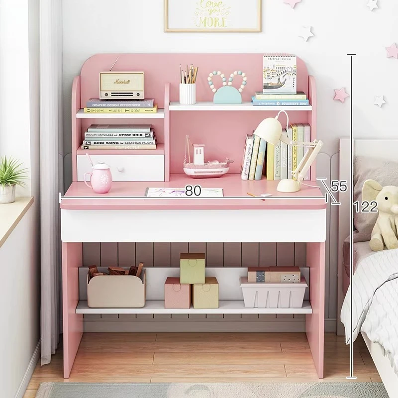 Student home study table bookcase integrated children's desk set