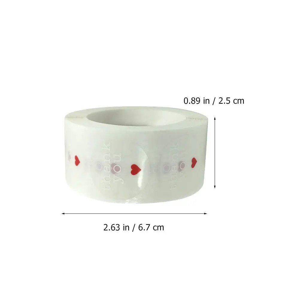 500Pcs Transparent Thank You Label Stickers 2 Rolls Red Heart Thank You Decals for Gift Wrapping Flower Bouquets Notes Packaging