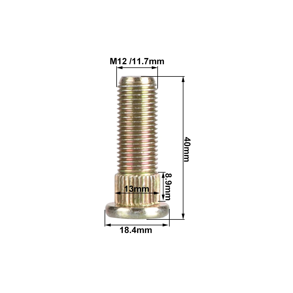 Parafuso estriado de aço 4 tamanhos 10.9 m12 * 1.25 m10 * 1.25 m8 * 1.25 parafuso prisioneiro do cubo da roda para atv utv buggy kart quad bike peças