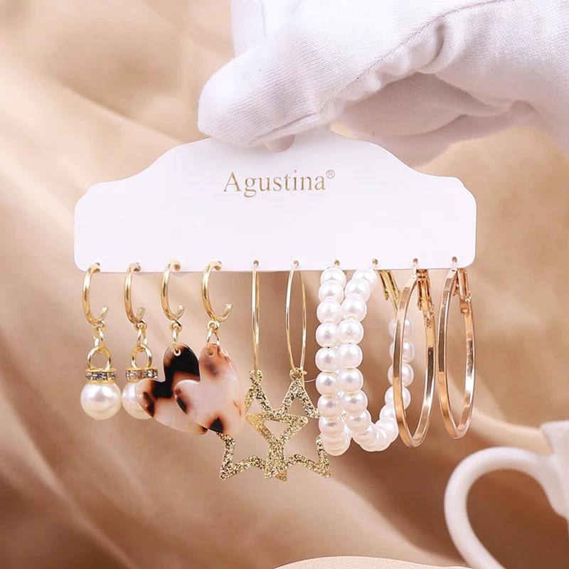 Shell Bay 2020 Long Earrings Set Fashion Jewelry Set Earrings Women Girl Bohemian Drop/Small Earrings Gifts Cute Pink Wholesale