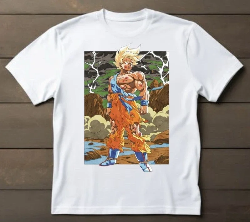 Goku Dragon Ball Z Men's T Shirt Kamehameha Short Sleeve Super Saiyan Summer Cotton Women Tee Streetwear Casual High Quality Top view 2