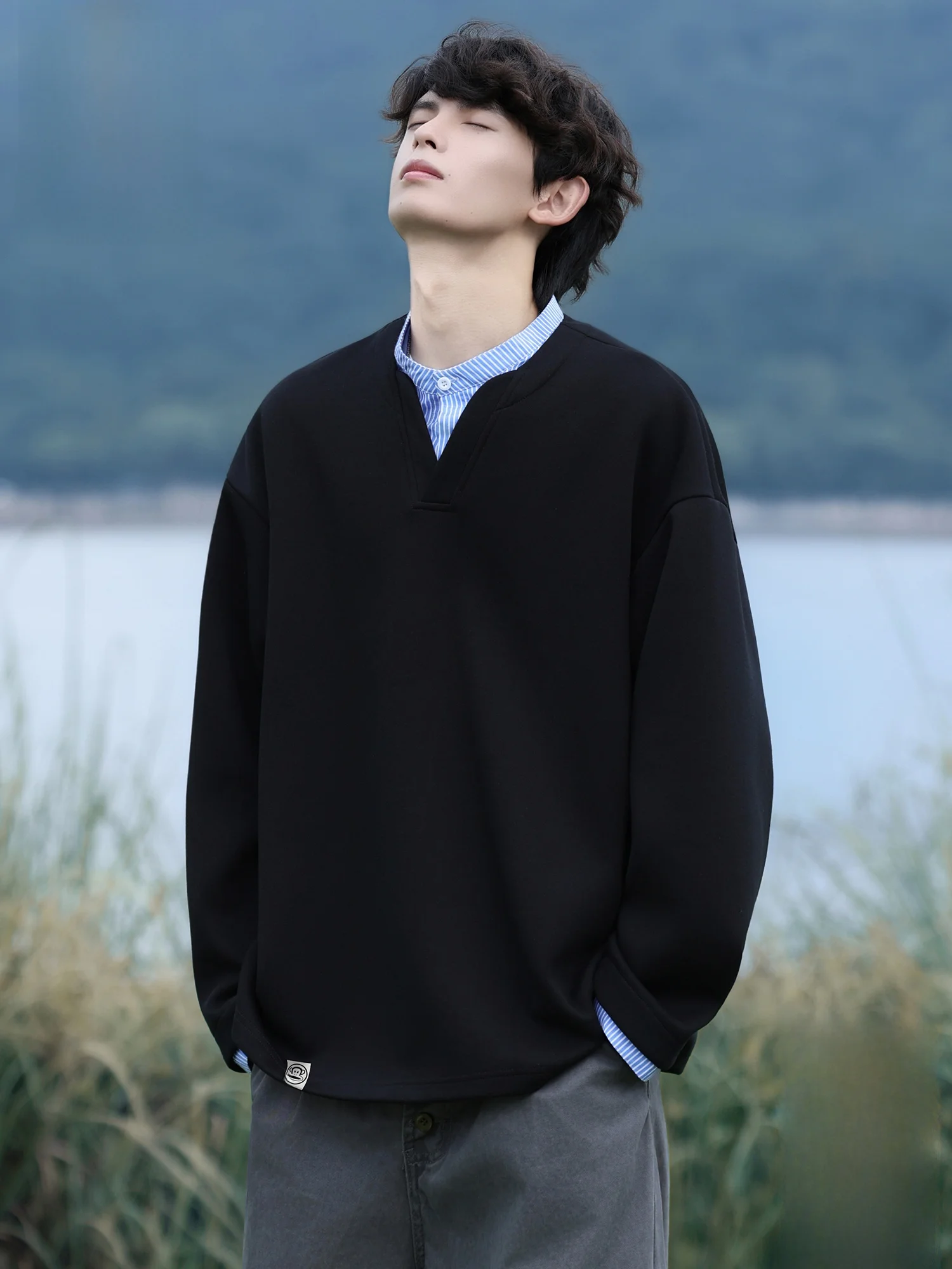 

PaulFrank Monkey Henry Crew Ne Sweatirt Men Casual Comfortable Spring Autumn Polyester Long Sve V-ne Hoodie