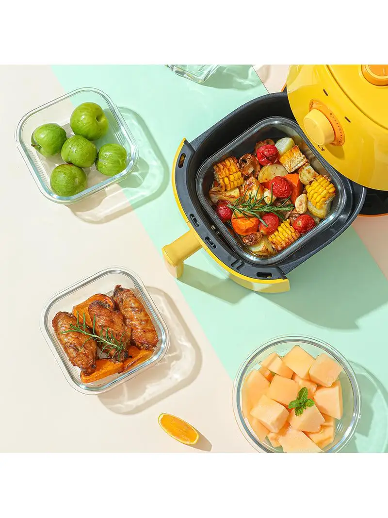 Heat Resistant Glass Lunch Box Microwave Se Sed Container with Lid Fre Kee Box round ape Large Capaci over L view 3