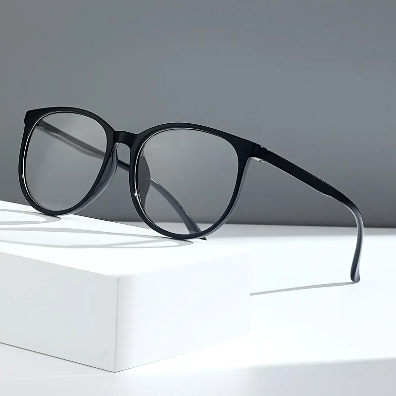 Unisex-Brille mit rundem Rahmen, blaues Licht blockierend, Vollrand-Brille aus PC-Material mit Etui