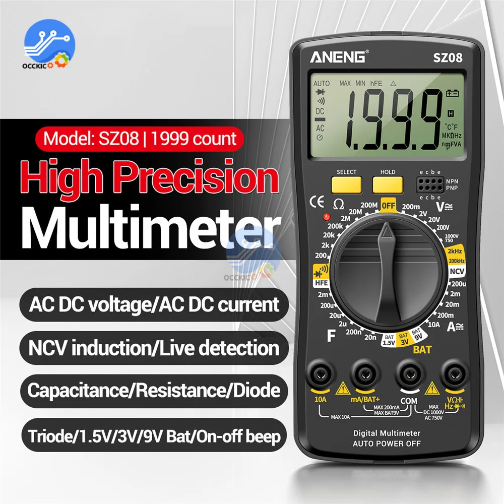 SZ08 Digital Multimeter Ultra-thin storage Professional Multimetro Auto Voltmeter AC DC 220V Resistance Handhold Testers