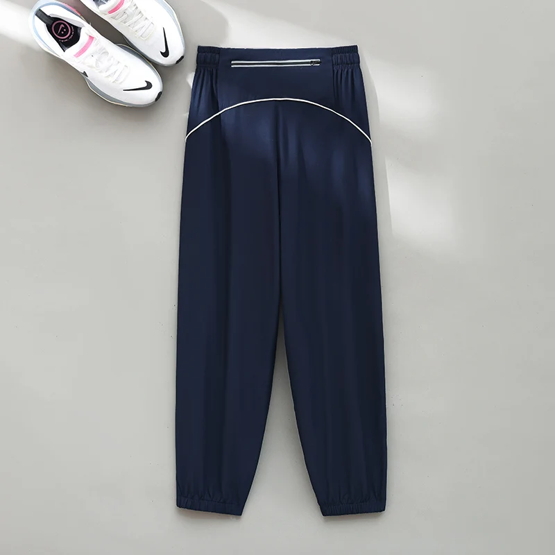 PHIGEER Women's Sports Pants Running Trousers Side Stripe Drawstring Elastic Waist Fitness Leggings Gym Workout Sweatpants