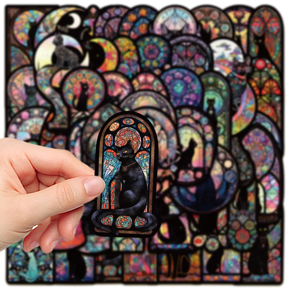 

10/50pcs Dark Gothic Cathedral Glass Cat Stickers Graffiti Suitcase Phone DIY Laptop Children Aesthetic Decal Stickers Kids