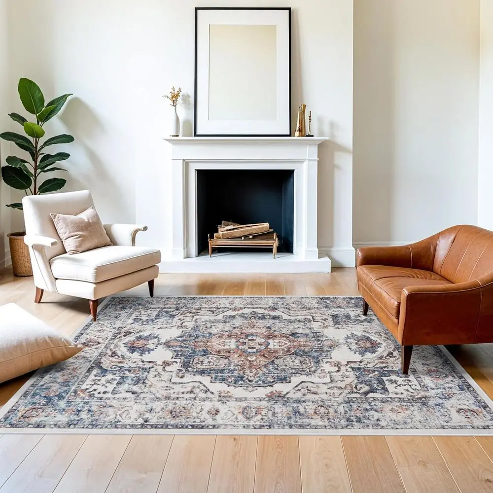 

5x7 Vintage Soft Carpet - Washable, Non-Slip, Stain-Resistant Rug for Home, Ideal for Nursery, Bedroom, Dining, Kitchen, and Off