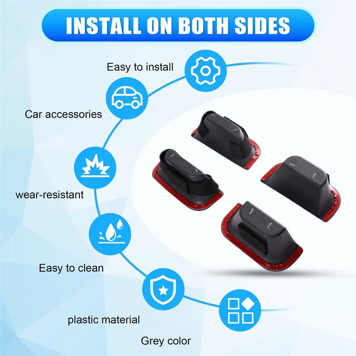 #20J 4pcs Grey Inner Door Storage Box Kit for Toyota Prado,Door Handle Storage Bo,(Gray)