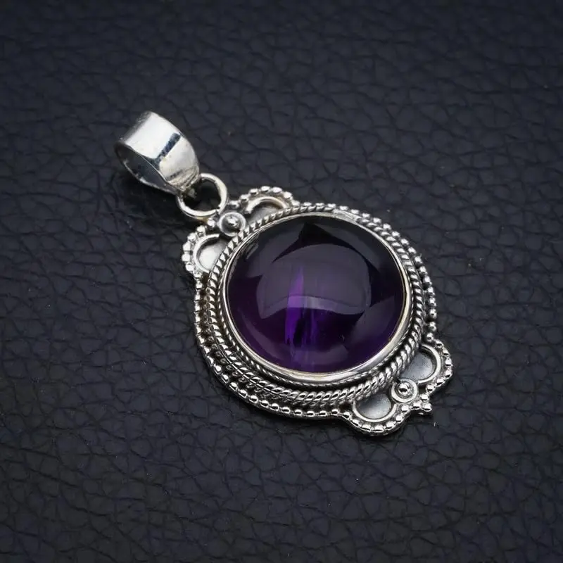 

Hesy® Natural Amethyst Handmade 925 Sterling Silver Pendant 1.5" F3983