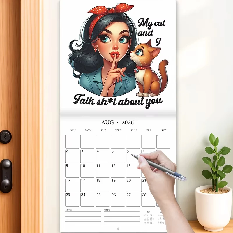 2026 Wall Calendar Enthusiastic Fuuny Pin-up Girl 12month Schedule Organizer Daily Weekly Agenda Planner Home Office Decor