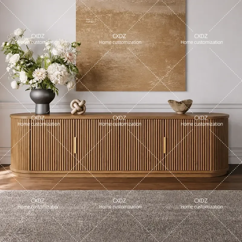 Retro Solid Wood TV Cabinet Simple Living Room Storage Unit Medium Antique Floor Locker Multi-functional Console for Model