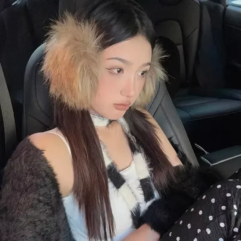 أفخم الأذن يفشل سدادات الأذن الباردة حماية امرأة غطاء للأذن الكورية لطيف الفراء غطاء للأذنين سماعات دافئة الدراجات فتاة اكسسوارات الهدايا