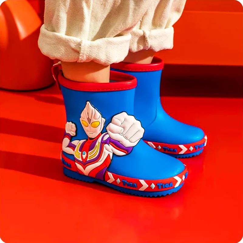 Ultraman Children'S Rain Boots Cartoon Boys' Rain Shoes Lightweight Waterproof Non-Slip Rain Boots For Boys Gift Waterproof Warm