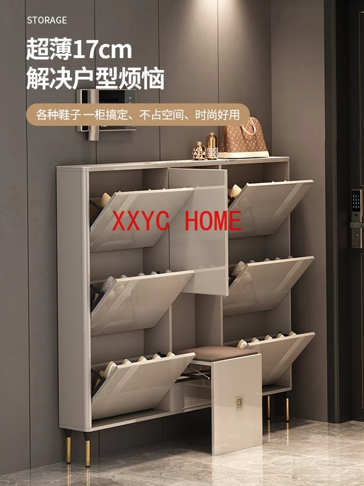 Light luxury and ultra-thin home entrance flip bucket shoe cabinet entrance