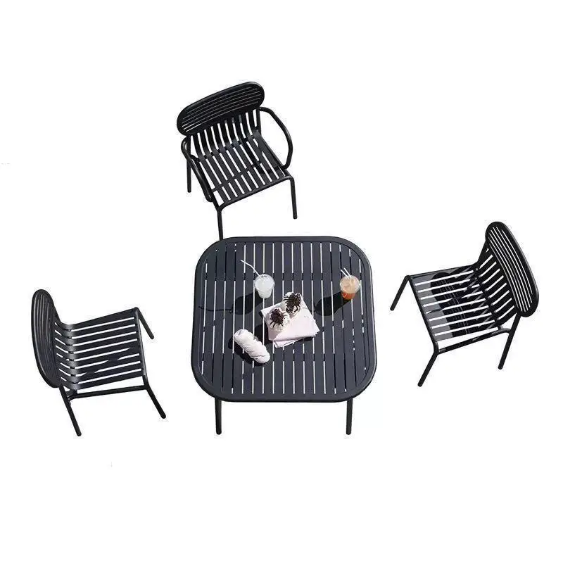 Outdoor wrought iron leisure table and chair combination, courtyard open-air leisure afternoon tea table and chair