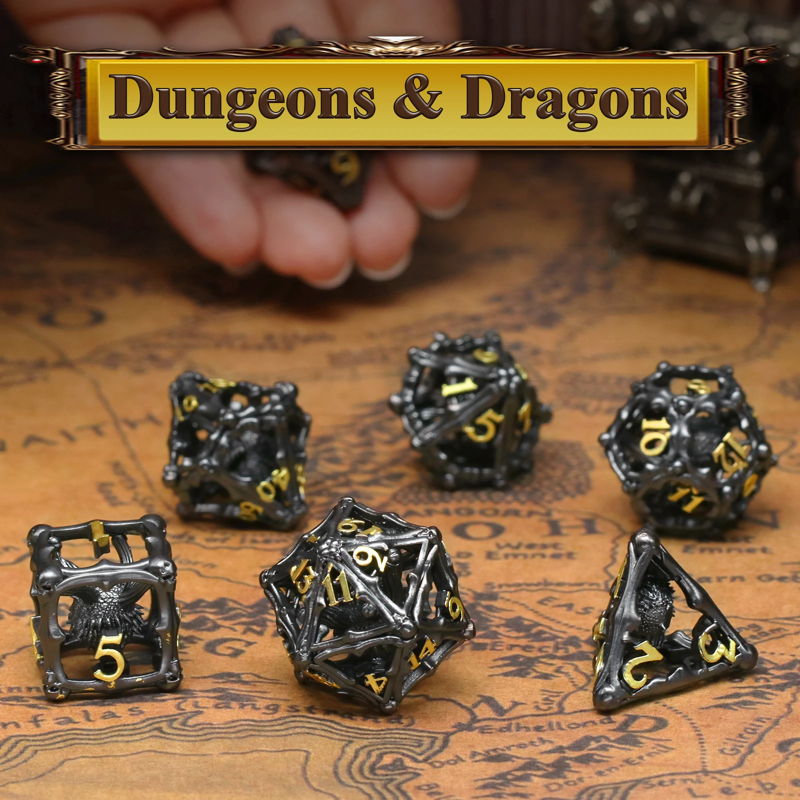 Beholder DND Dice Set, Eye Monster Metal Dice, ZHOORQI 7PC/Set Polyhedral Dice for Dungeons and Dragons Dices, D&D Dice Gift