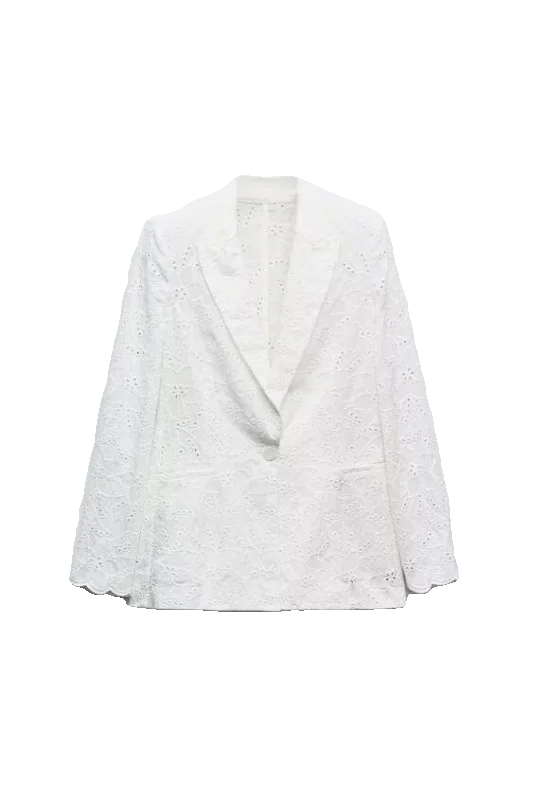 春夏 レディース 刺繍入り 透かし彫り スーツジャケット 多用途 ショートパンツ セット カジュアルスタイル 長袖 フォーマルネックライン