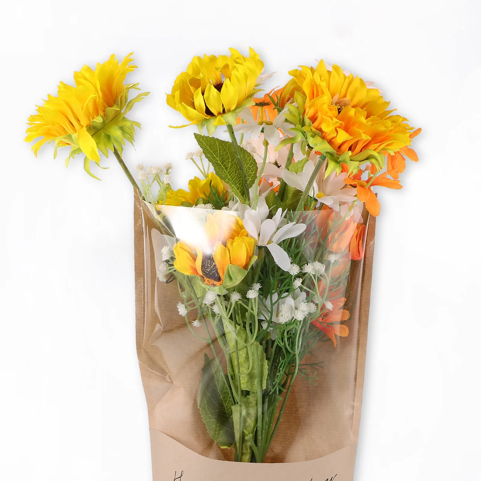 

20Pcs Flower Wrapping Bags Kraft Paper Plastic Bouquet Sleeve Suitable for Bridal Baby Shower Holidays Bouquet Wrapping Bags