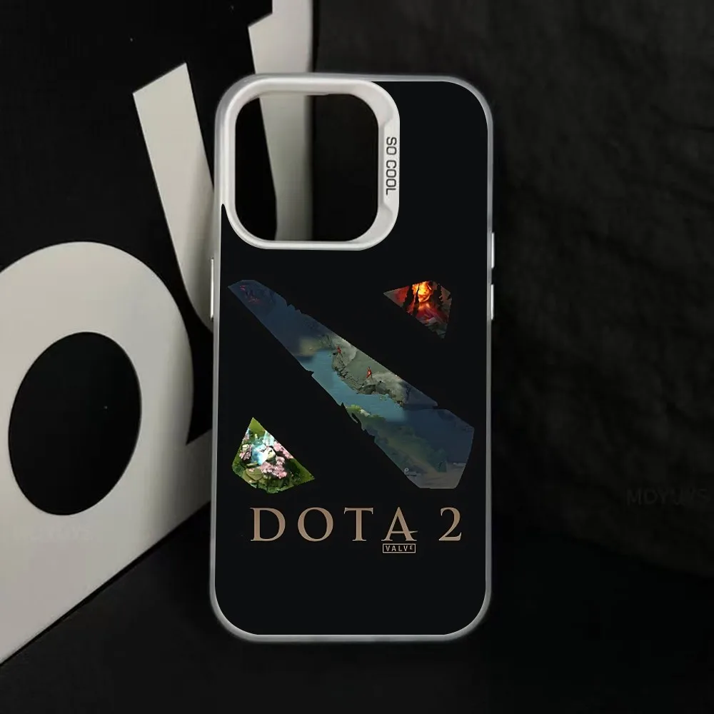 حافظة هاتف Game Dota 2 لهاتف آيفون 16 15 14 13 12 11 Pro Max Plus غطاء خلفي فضي مقاوم للصدمات