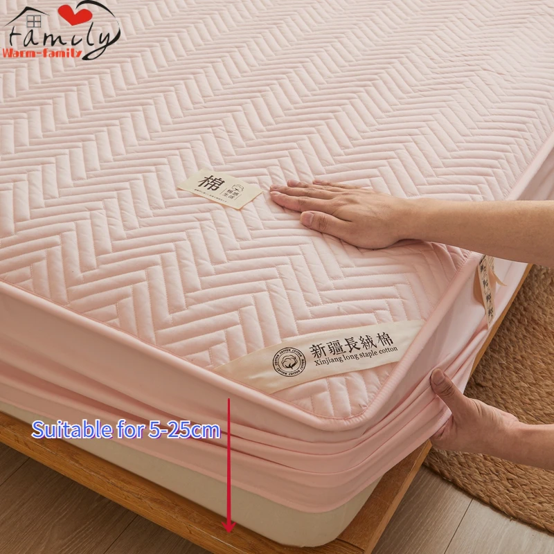 100% Cotton Fitted Sheet Solid Color Comfort Soft Bed Sheet with Elastic Band Mattress Covers Protector Queen King Size 180x200