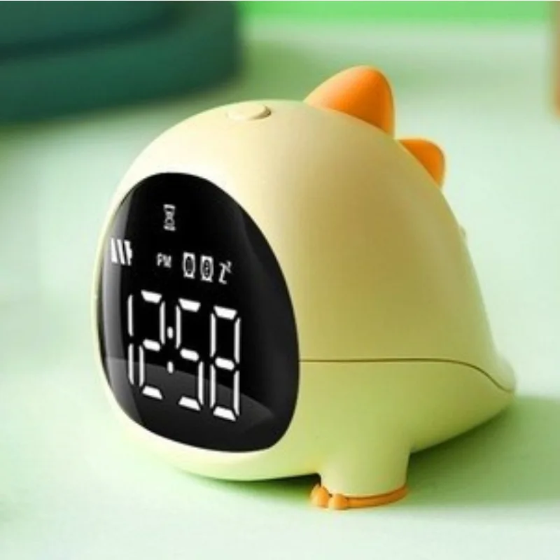 2024New Dinosaur Little Alarm Clock Student Children Cute a Bed with Cartoon Figures Boy Mute Alarm