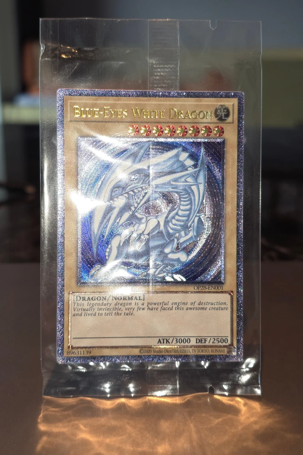Yu‑Gi‑Oh! OP28‑EN001 Blue‑Eyes White Dragon DIY Collectible Card, PSA‑Style Graded Brick Optional, Image Custom Service (diy)