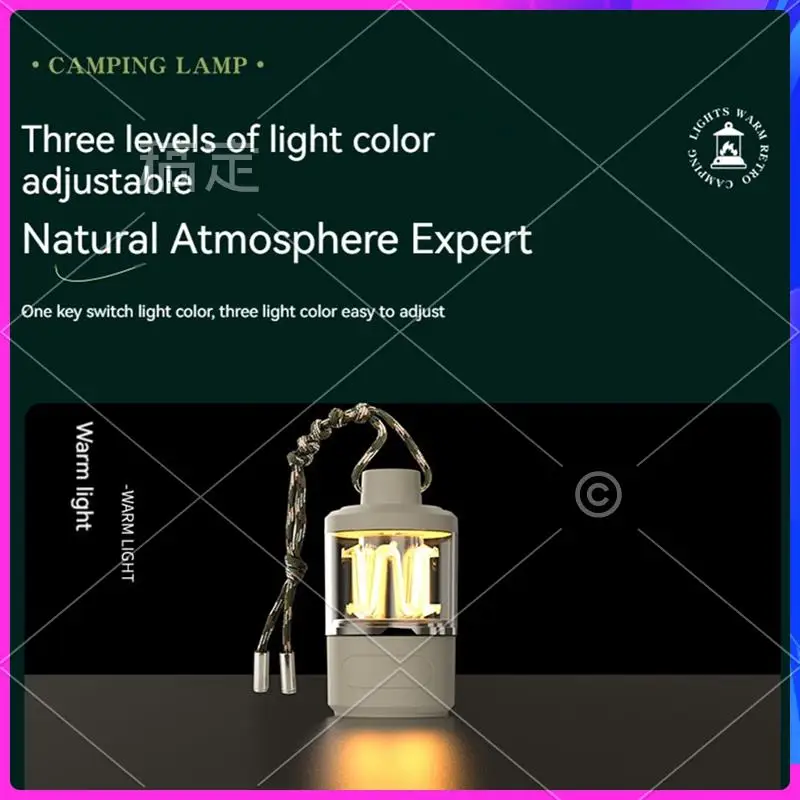 

AUU-Portable COB Warm Camping Lights Strong LED Lantern Flashlight Rechargeable Outdoor Emergency Fishing Tent Tungsten Lamp