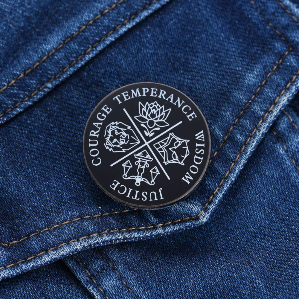 الرواقية المينا دبابيس الحكمة العدالة الشجاعة مزاجه شارة التلبيب بروش الديكور المجوهرات #5