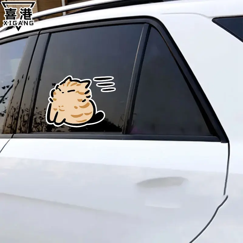 Windblown Cat Meme Reflective Stickers For Car E-bike Motorcycle Rear Window Decals