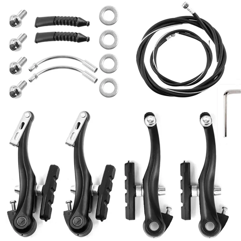 MTB Bike V Brake Caliper Set with Brake Wire AL Mountain Bicycle BMX Cruiser Linear Pull Braking Clamp with Installation Tool