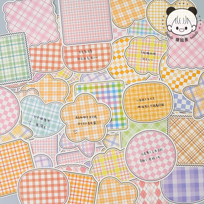 100pcs Special-shaped Notes Cartoon Plaid Writing Message Notes Background Loose Leaf Memo Pad