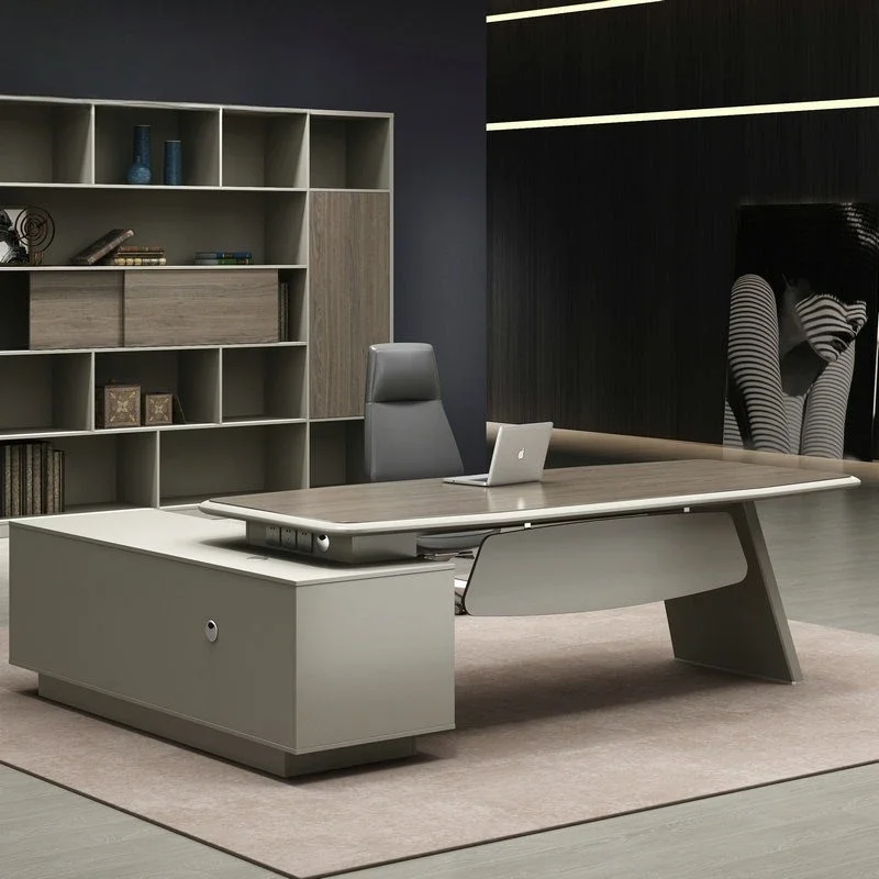 

Письменный стол Boss, простой современный стол для руководителя президента, комбинация стола и стула, светильник, роскошный класс, письменный стол для офиса