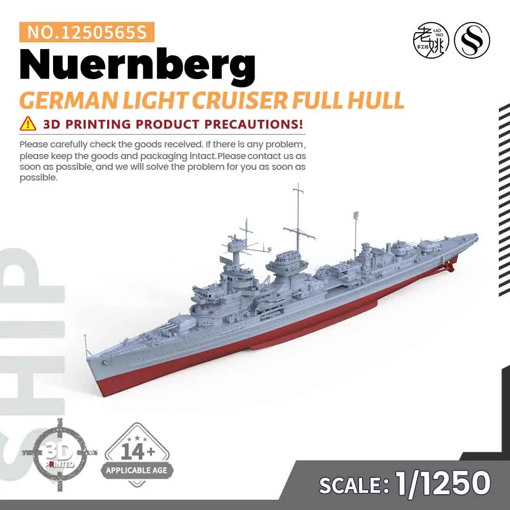 

SSMODEL SS565S 1/1250 Military Model Kit German Nuernberg Light Cruiser Full Hull WWII WAR GAMES